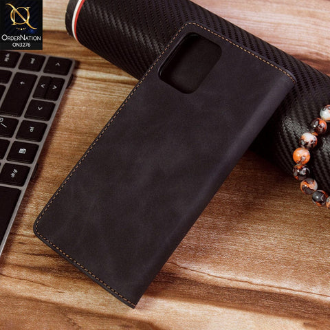 Vivo Y15s Cover - Black - ONation Business Flip Series - Premium Magnetic Leather Wallet Flip book Card Slots Soft Case