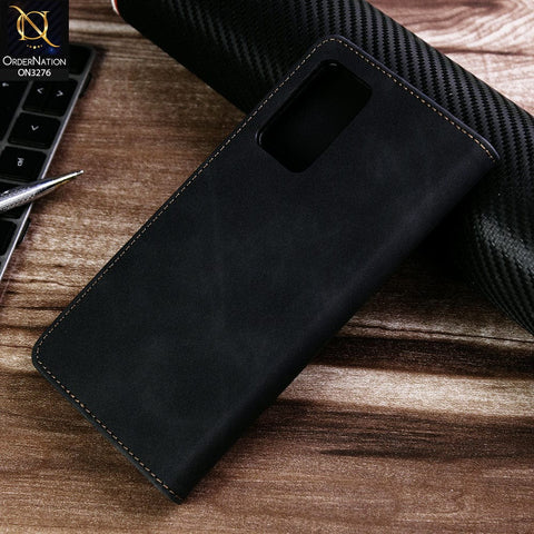 Vivo Y33t Cover - Black - ONation Business Flip Series - Premium Magnetic Leather Wallet Flip book Card Slots Soft Case