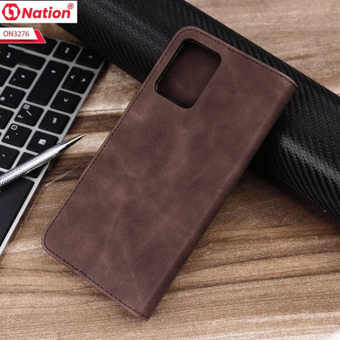 Vivo Y21 Cover - Dark Brown - ONation Business Flip Series - Premium Magnetic Leather Wallet Flip book Card Slots Soft Case