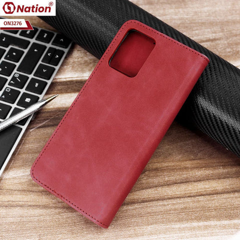 Vivo Y21g Cover - Red - ONation Business Flip Series - Premium Magnetic Leather Wallet Flip book Card Slots Soft Case