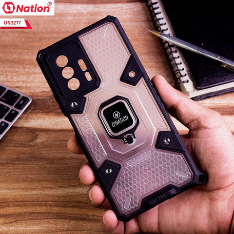 Xiaomi 11T Cover - White - ONation BIBERCAS Series - Honeycomb Shockproof Space Capsule With Magnetic Ring Holder Soft Case