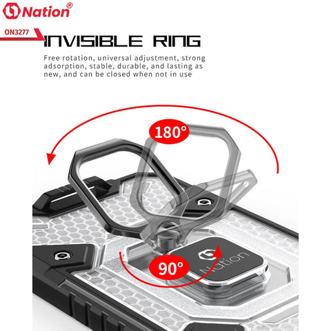 Xiaomi Redmi Note 10 Pro 4G Cover - White - ONation BIBERCAS Series - Honeycomb Shockproof Space Capsule With Magnetic Ring Holder Soft Case
