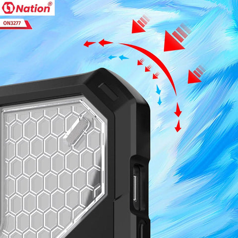 Samsung Galaxy S21 Ultra 5G Cover - Blue - ONation BIBERCAS Series - Honeycomb Shockproof Space Capsule With Magnetic Ring Holder Soft Case