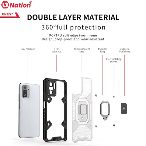 iPhone 11 Pro Max Cover - White - ONation BIBERCAS Series - Honeycomb Shockproof Space Capsule With Magnetic Ring Holder Soft Case