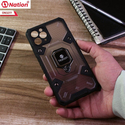 iPhone 11 Pro Cover - Black - ONation BIBERCAS Series - Honeycomb Shockproof Space Capsule With Magnetic Ring Holder Soft Case
