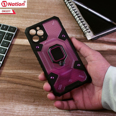 iPhone 11 Pro Max Cover - Purple - ONation BIBERCAS Series - Honeycomb Shockproof Space Capsule With Magnetic Ring Holder Soft Case