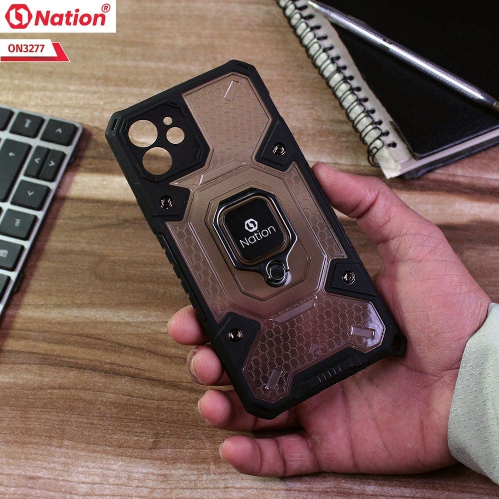 iPhone 11 Cover - Black - ONation BIBERCAS Series - Honeycomb Shockproof Space Capsule With Magnetic Ring Holder Soft Case