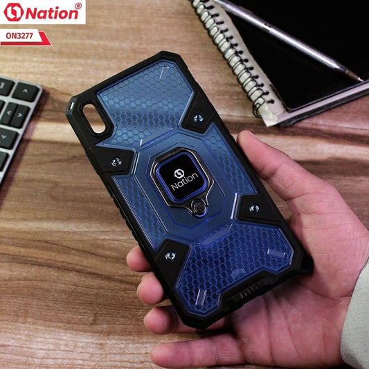 iPhone XS / X Cover - Blue - ONation BIBERCAS Series - Honeycomb Shockproof Space Capsule With Magnetic Ring Holder Soft Case
