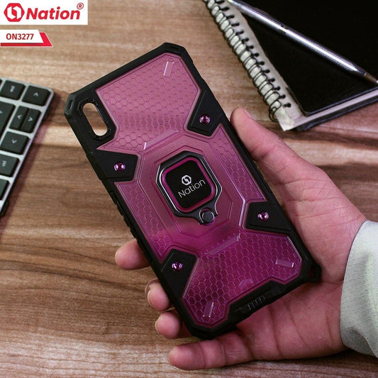 iPhone XS / X Cover - Purple - ONation BIBERCAS Series - Honeycomb Shockproof Space Capsule With Magnetic Ring Holder Soft Case