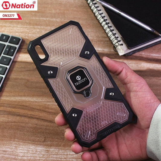 iPhone XS / X Cover - White - ONation BIBERCAS Series - Honeycomb Shockproof Space Capsule With Magnetic Ring Holder Soft Case