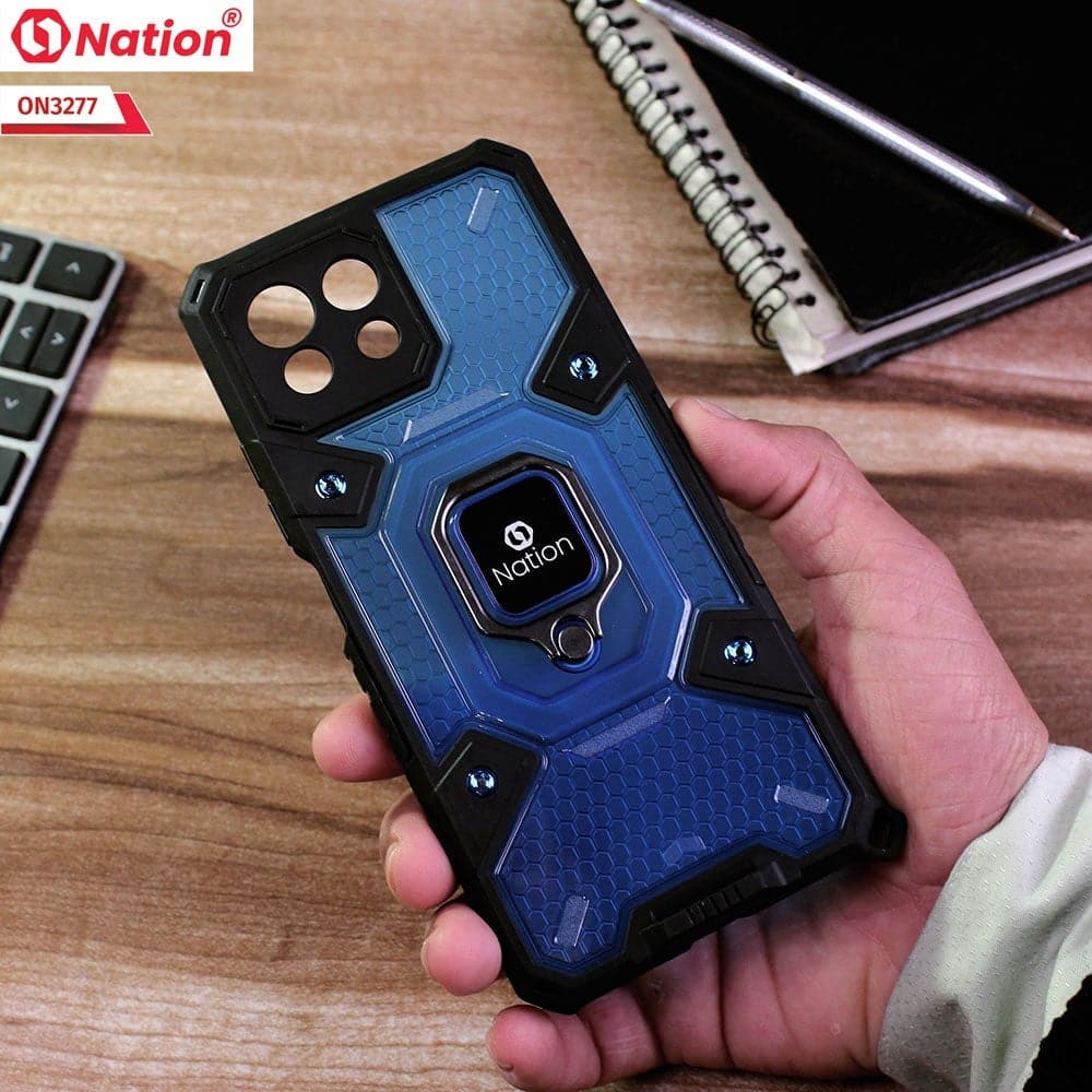 Xiaomi Mi 11 Lite Cover - Blue - ONation BIBERCAS Series - Honeycomb Shockproof Space Capsule With Magnetic Ring Holder Soft Case