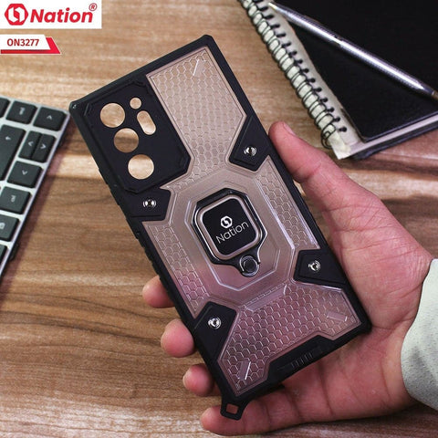 Samsung Galaxy Note 20 Ultra Cover - White - ONation BIBERCAS Series - Honeycomb Shockproof Space Capsule With Magnetic Ring Holder Soft Case