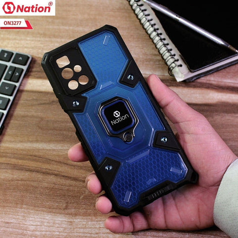 Xiaomi Redmi 10 Cover - Blue - ONation BIBERCAS Series - Honeycomb Shockproof Space Capsule With Magnetic Ring Holder Soft Case