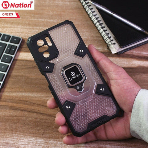 Xiaomi Redmi Note 10S Cover - White - ONation BIBERCAS Series - Honeycomb Shockproof Space Capsule With Magnetic Ring Holder Soft Case