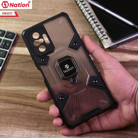 Xiaomi Redmi Note 10 Pro Max Cover - Black - ONation BIBERCAS Series - Honeycomb Shockproof Space Capsule With Magnetic Ring Holder Soft Case