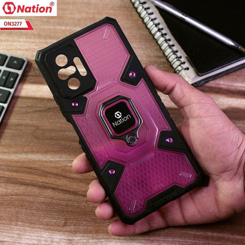 Xiaomi Redmi Note 10 Pro Max Cover - Purple - ONation BIBERCAS Series - Honeycomb Shockproof Space Capsule With Magnetic Ring Holder Soft Case