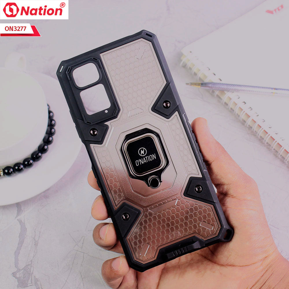 Xiaomi Redmi Note 11 Cover - Black - ONation BIBERCAS Series - Honeycomb Shockproof Space Capsule With Magnetic Ring Holder Soft Case