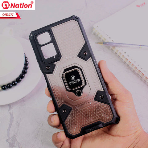 Xiaomi Redmi Note 11 Cover - Black - ONation BIBERCAS Series - Honeycomb Shockproof Space Capsule With Magnetic Ring Holder Soft Case