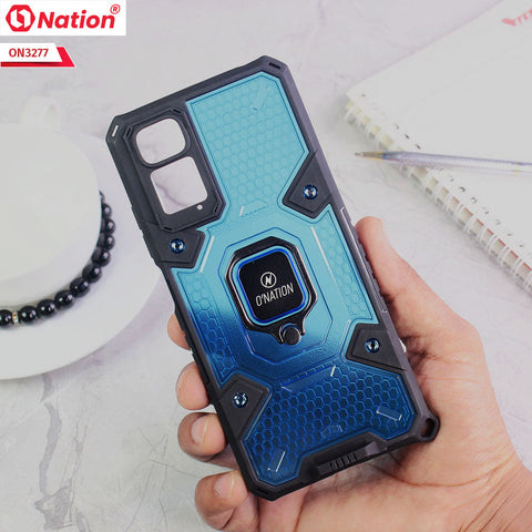 Xiaomi Redmi Note 11S Cover - Blue - ONation BIBERCAS Series - Honeycomb Shockproof Space Capsule With Magnetic Ring Holder Soft Case