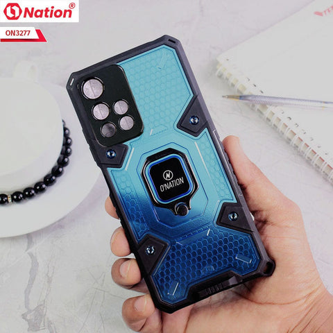 Xiaomi Poco M4 Pro 5G Cover - Blue - ONation BIBERCAS Series - Honeycomb Shockproof Space Capsule With Magnetic Ring Holder Soft Case