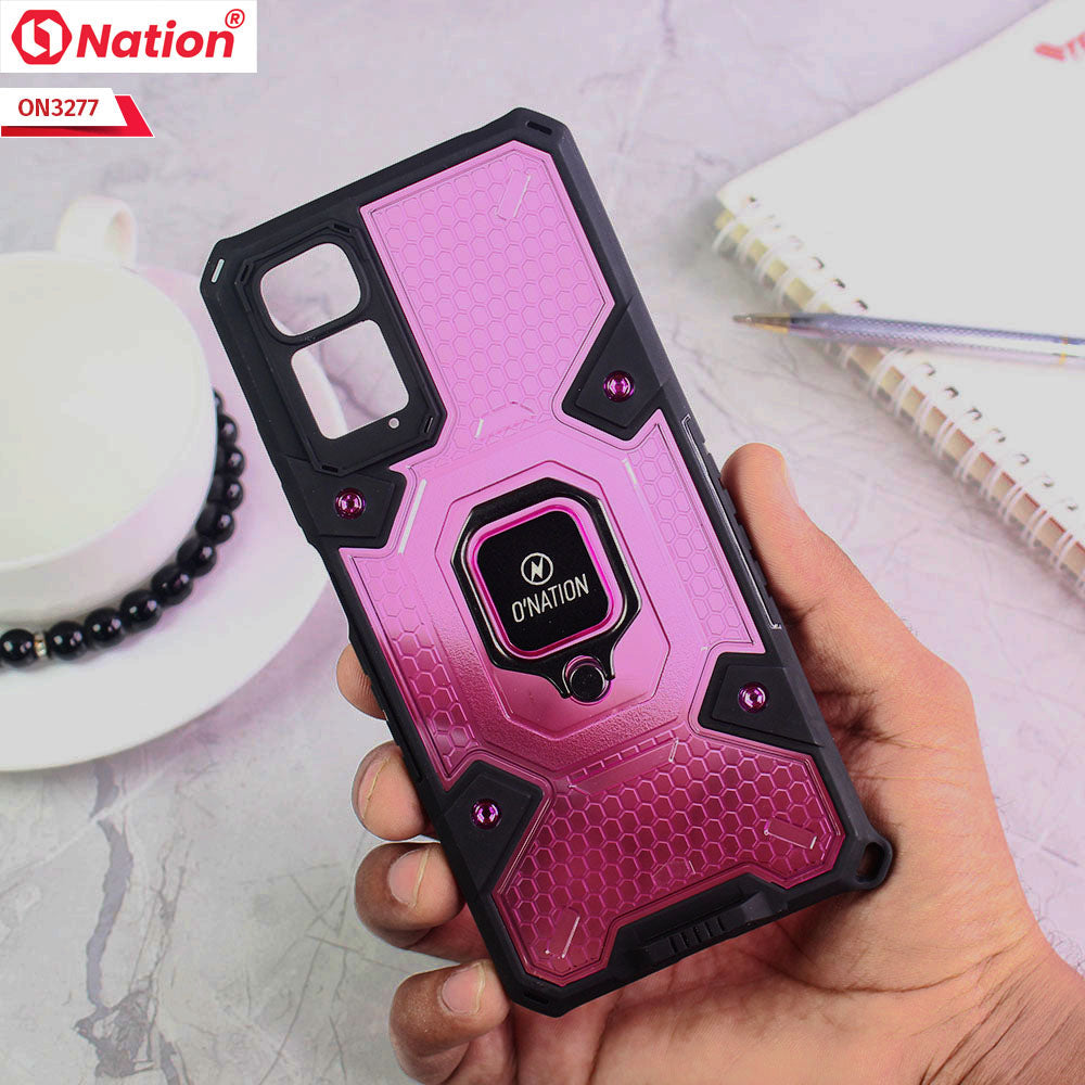 Xiaomi Redmi Note 11 Cover - Purple - ONation BIBERCAS Series - Honeycomb Shockproof Space Capsule With Magnetic Ring Holder Soft Case