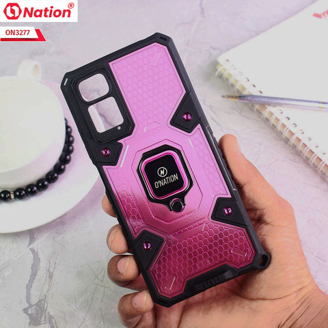 Xiaomi Redmi Note 11 Cover - Purple - ONation BIBERCAS Series - Honeycomb Shockproof Space Capsule With Magnetic Ring Holder Soft Case