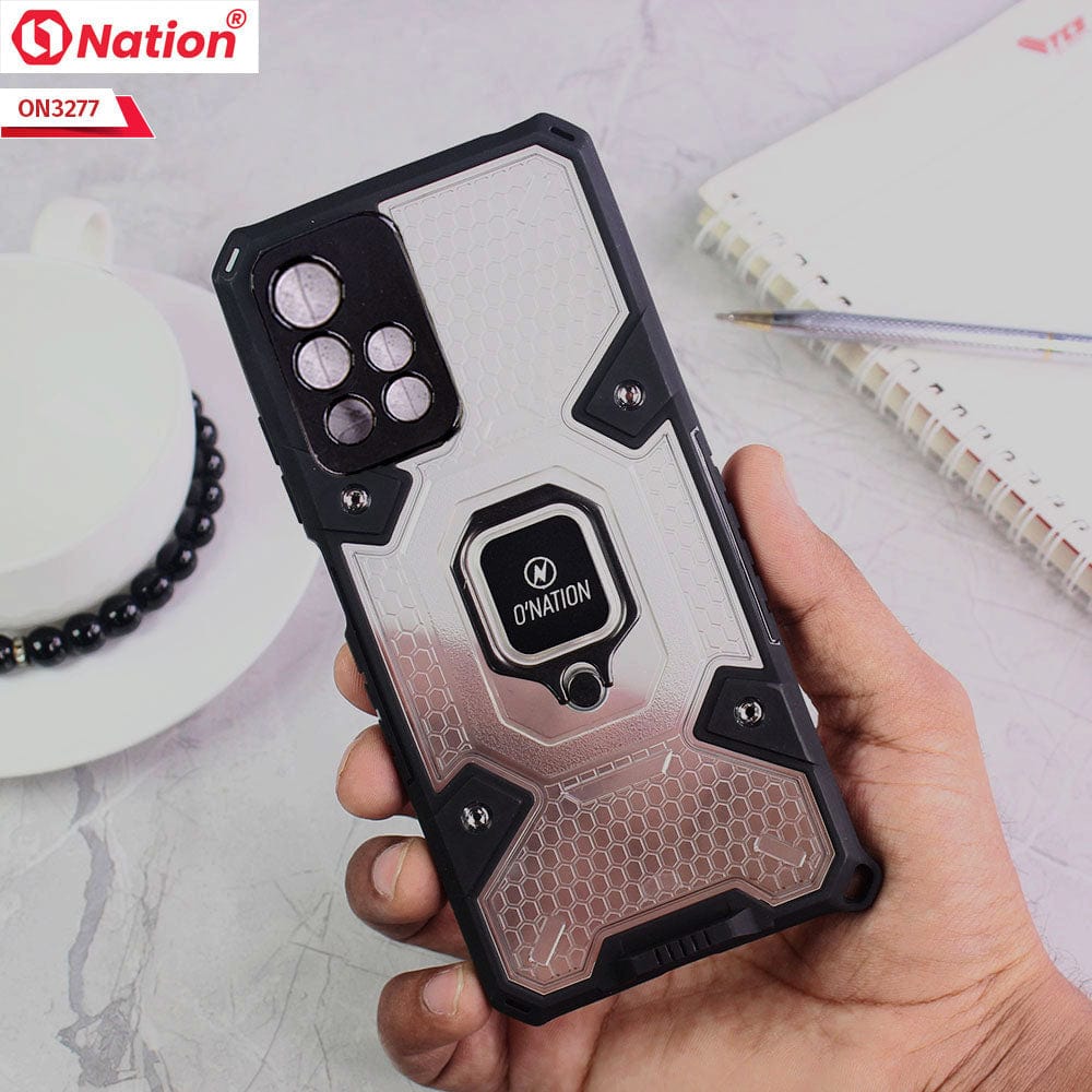 Xiaomi Poco M4 Pro 5G Cover - White - ONation BIBERCAS Series - Honeycomb Shockproof Space Capsule With Magnetic Ring Holder Soft Case