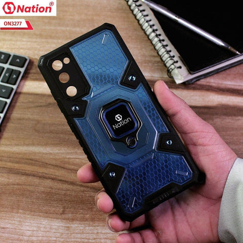 Samsung Galaxy S20 FE Cover - Blue - ONation BIBERCAS Series - Honeycomb Shockproof Space Capsule With Magnetic Ring Holder Soft Case