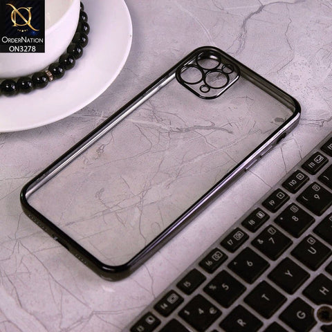 iPhone 11 Pro Cover - Black - Electroplating Color Borders Clear Transparent Camera Protection Soft Case
