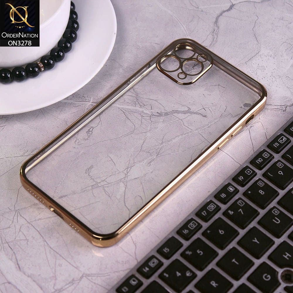 iPhone 11 Pro Cover - Golden - Electroplating Color Borders Clear Transparent Camera Protection Soft Case