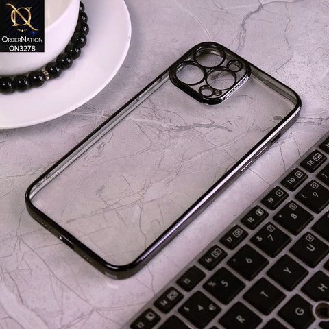 iPhone 13 Pro Max Cover - Black - Electroplating Color Borders Clear Transparent Camera Protection Soft Case