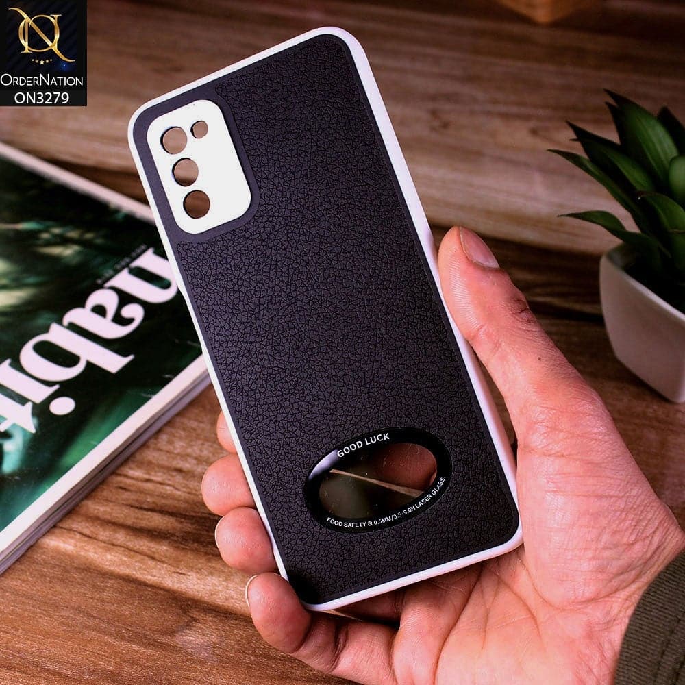 Samsung Galaxy M02s Cover - Black - New Leather Texture Soft border With Logo Hole Hard Shell Camera Protection Case