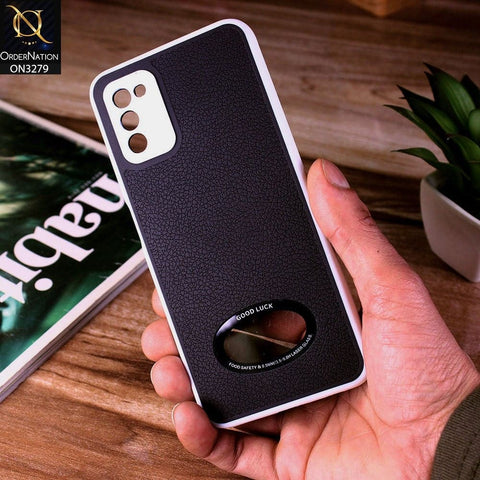 Samsung Galaxy M02s Cover - Black - New Leather Texture Soft border With Logo Hole Hard Shell Camera Protection Case