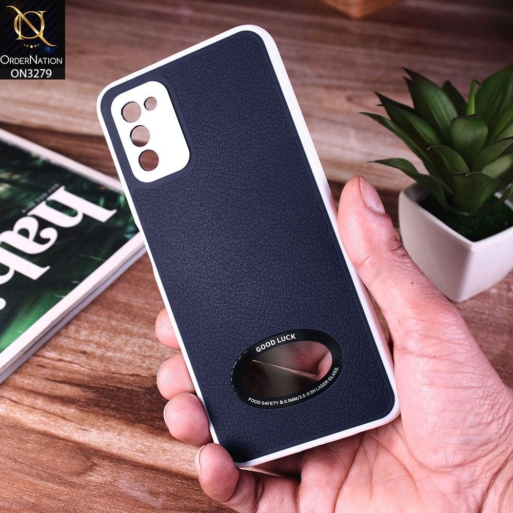 Samsung Galaxy A03s Cover - Blue - New Leather Texture Soft border With Logo Hole Hard Shell Camera Protection Case