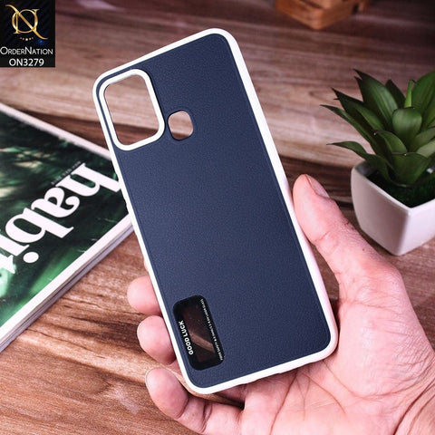 Infinix Hot 10 Play Cover - Blue - New Leather Texture Soft border With Logo Hole Hard Shell Camera Protection Case