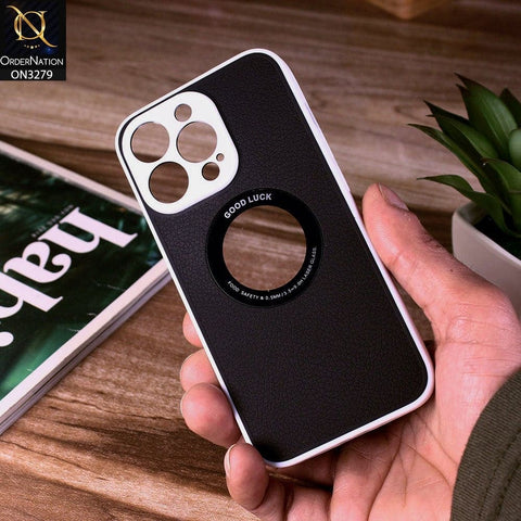 iPhone 13 Pro Cover - Black - New Leather Texture Soft border With Logo Hole Hard Shell Camera Protection Case