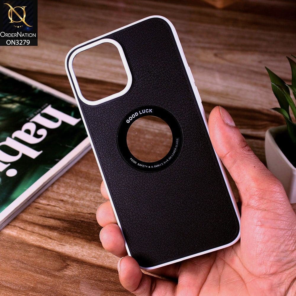iPhone 13 Pro Max Cover - Black - New Leather Texture Soft border With Logo Hole Hard Shell Camera Protection Case