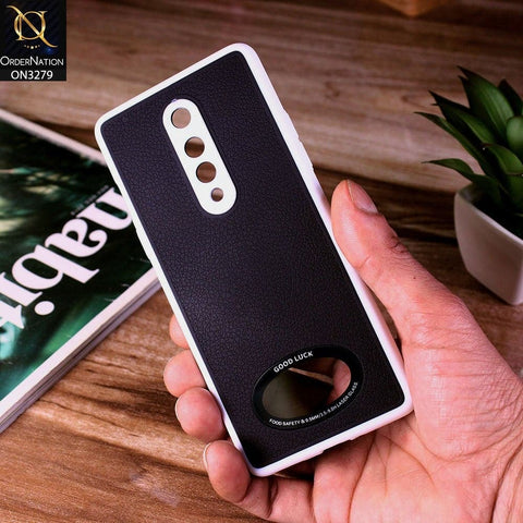 OnePlus 8 4G Cover - Black - New Leather Texture Soft border With Logo Hole Hard Shell Camera Protection Case
