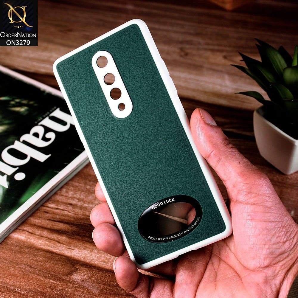 OnePlus 8 4G Cover - Green - New Leather Texture Soft border With Logo Hole Hard Shell Camera Protection Case