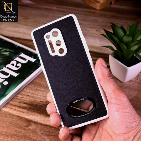OnePlus 8 Pro Cover - Black - New Leather Texture Soft border With Logo Hole Hard Shell Camera Protection Case