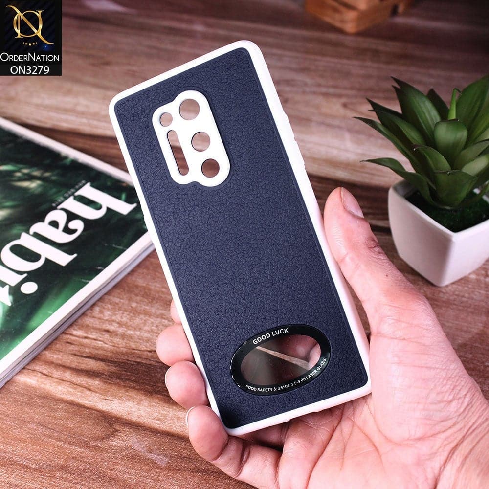 OnePlus 8 Pro Cover - Blue - New Leather Texture Soft border With Logo Hole Hard Shell Camera Protection Case