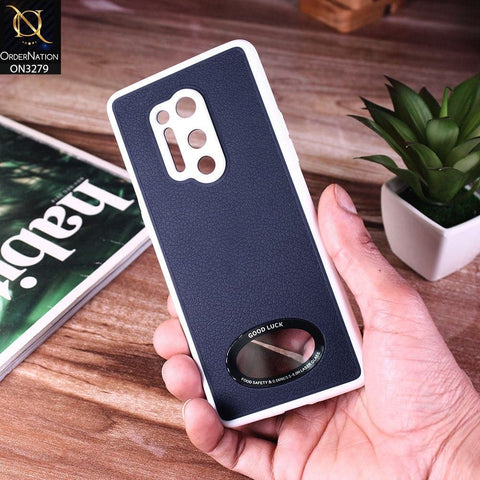 OnePlus 8 Pro Cover - Blue - New Leather Texture Soft border With Logo Hole Hard Shell Camera Protection Case