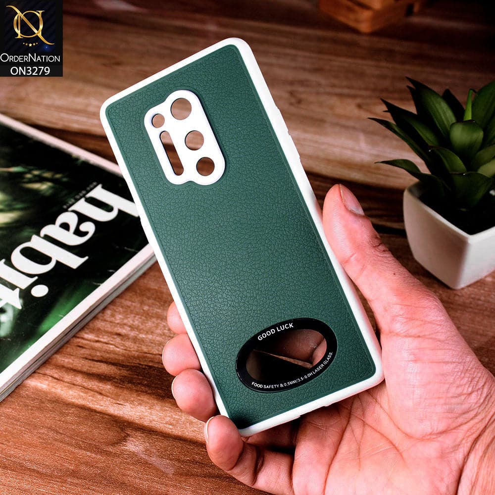 OnePlus 8 Pro Cover - Green - New Leather Texture Soft border With Logo Hole Hard Shell Camera Protection Case