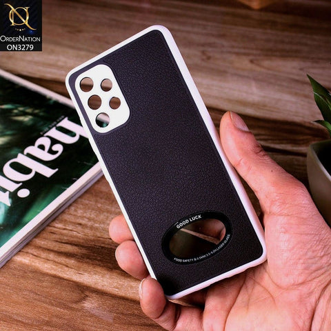 Samsung Galaxy A32 Cover - Black - New Leather Texture Soft border With Logo Hole Hard Shell Camera Protection Case