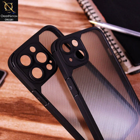 iPhone 12 Pro Max Cover - Black - Carbon Fiber Soft Silicone Camera Protection Case
