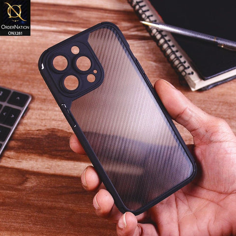 iPhone 13 Pro Cover - Black - Carbon Fiber Soft Silicone Camera Protection Case