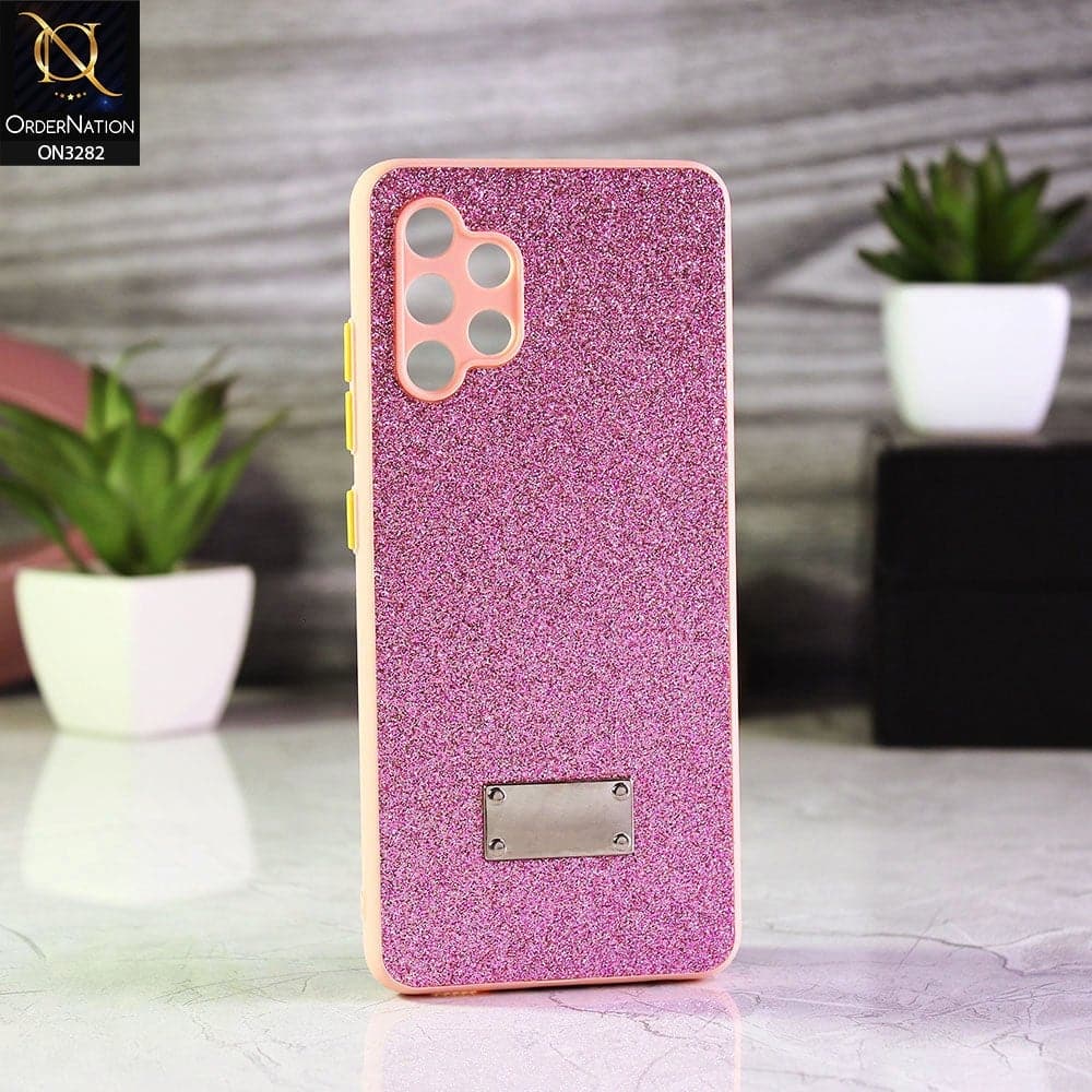 Samsung Galaxy A32 Cover - Pink - Bling Sparkle Glitter Back Shell Soft Border Case with Camera Protection