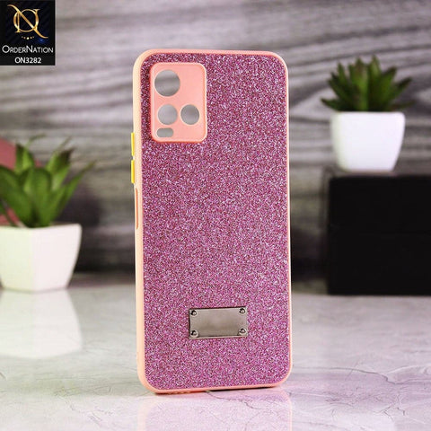 Vivo Y21s Cover - Pink - Bling Sparkle Glitter Back Shell Soft Border Case with Camera Protection