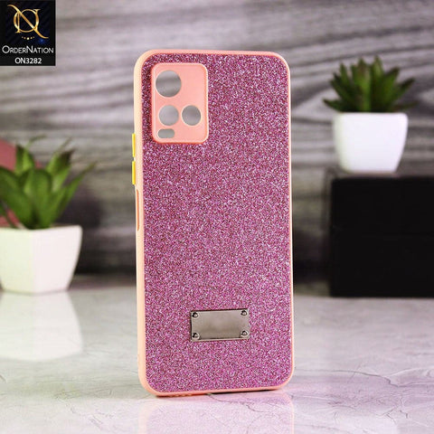 Vivo Y21 Cover - Pink - Bling Sparkle Glitter Back Shell Soft Border Case with Camera Protection