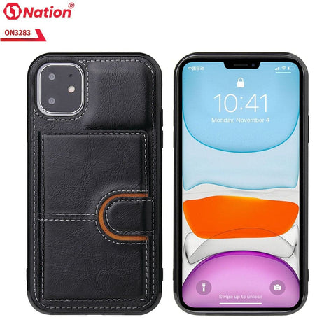 iPhone XR Cover - Black - ONation Ultra Series - Multi-Purpose Premium Leather Ultra Wallet Soft Case With Card Holders and Phone Stand